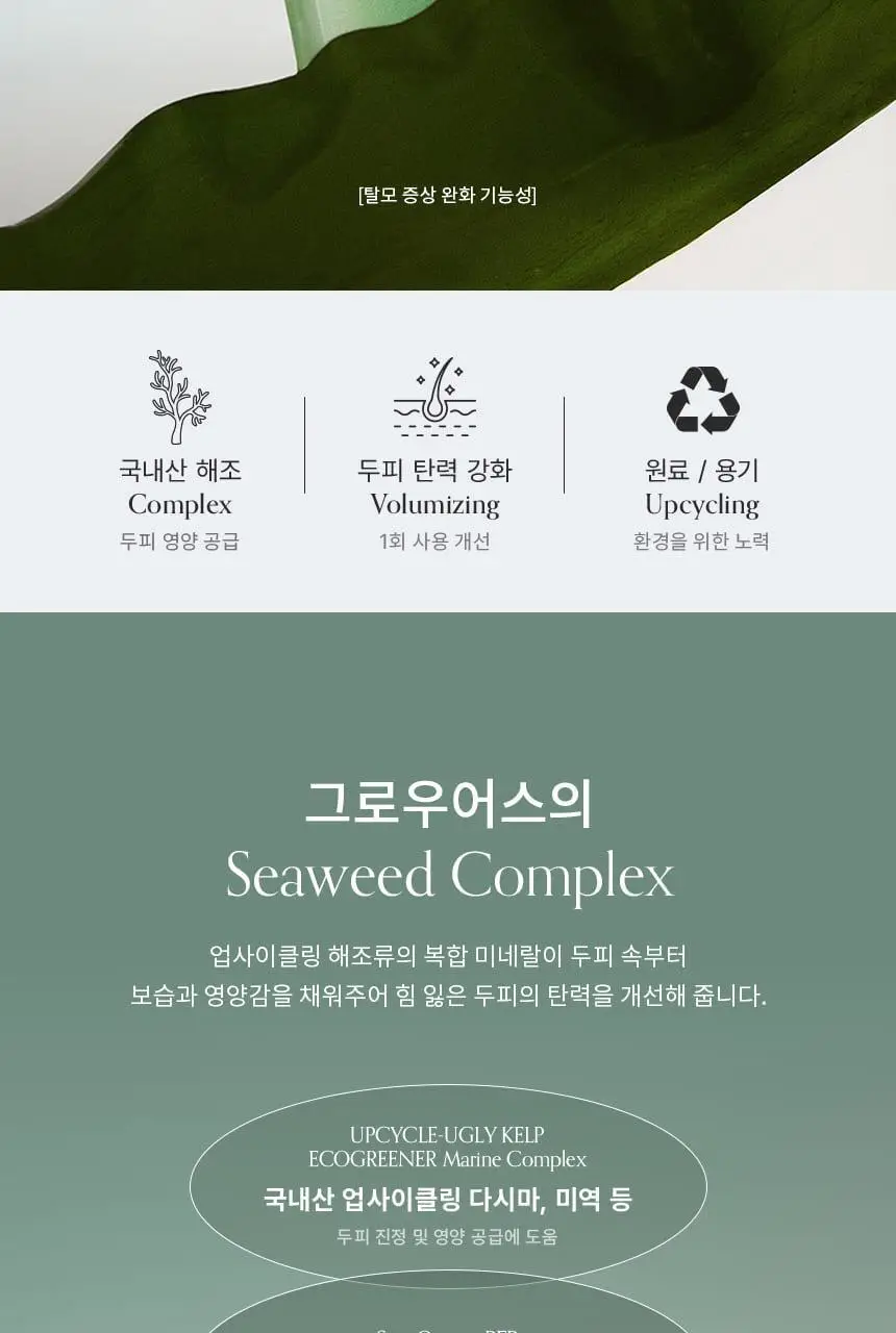[다시마 PDRN] 그로우어스 알게 테라피 미네랄 샴푸 500g 기획/단품 상세페이지 5
